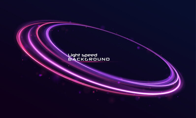 Wall Mural - neon ellipse in the form of speed. glowing spiral. abstract neon color glowing lines background. the