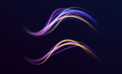 Aufkleber - Speed connection vector background. Dynamic and Vibrant Abstract Art with Smooth Lines in Pink, Purple, and Blue on a Dark Background.	