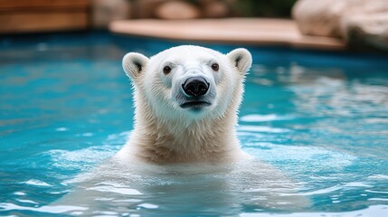 Wall Mural - Polar bear swimming in pool