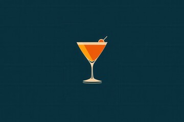 Poster - Refreshing minimalist cocktail glass logo featuring vibrant orange and teal colors, ideal for beverage branding and design concepts