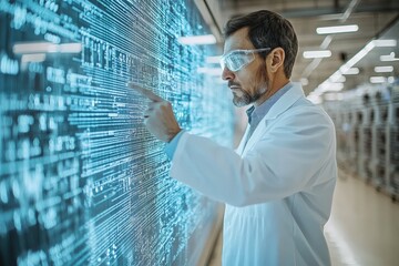 Leinwandbilder - Scientist analyzes digital data in a high-tech laboratory setting during daytime