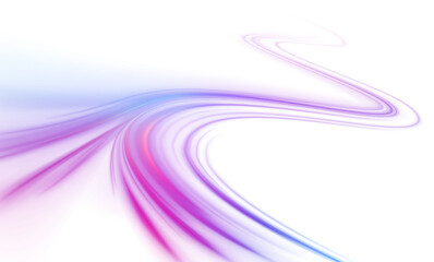 Fototapete - Electric technology in futuristic style neon color in PNG format on white transparent background for design and banners. Acceleration speed motion on night road.