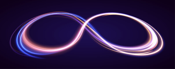 Aufkleber - Abstract high-speed light motion with glowing blue rays and fiber optic effects. A dynamic representation of data transfer in a high-tech environment. Vector illustration for modern tech themes.