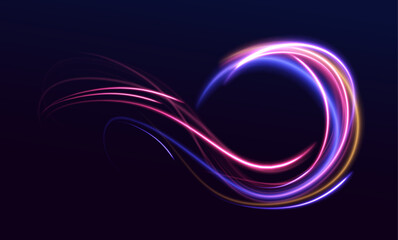 Fototapete - High-speed motion effect with bright blue glowing rays. Abstract long exposure blur creates dynamic light trails. Perfect for data flow and tech background designs. 