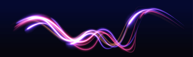 Fototapete - Speed lines and glowing rays for 5G wireless transmission in an abstract, high-tech design. Luminous trails highlight fast internet speed and modern data transfer technology.
