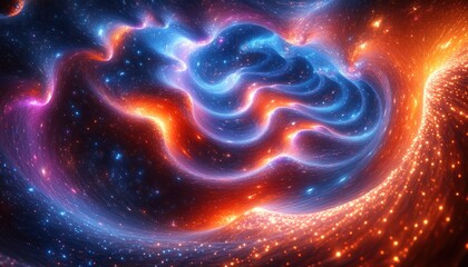 Wall Mural - Abstract swirling cosmic nebula with vibrant colors
