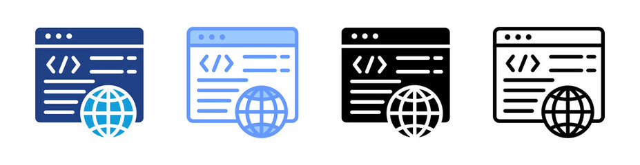 Web Development icon set multiple style collection