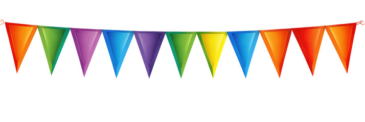 Wall Mural - vibrant triangular bunting flags on transparent background