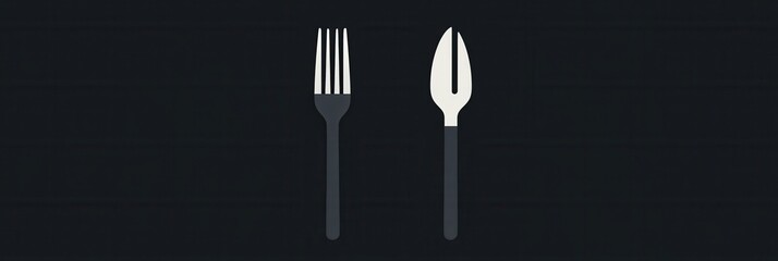 Poster - Elegant minimalist cutlery logo featuring simple fork and knife silhouettes designed for modern dining experiences