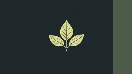 Poster - Minimalist basil leaf logo featuring geometric design and fresh green tones for herbal branding
