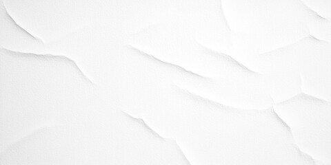 Poster - Crumpled white paper texture with subtle shadows creating abstract pattern