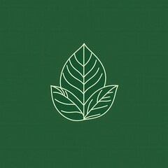 Poster - Minimalist basil leaf design featuring geometric line art in fresh green tones for herbal branding and visual identity