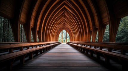 Wall Mural - wooden tunnel pathway leading to light