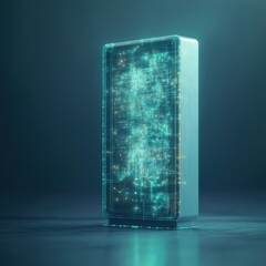 Wall Mural - A computer monitor with a green screen and a blue border
