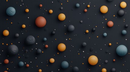Wall Mural - A black background with many different colored spheres scattered throughout