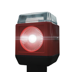 Wall Mural -  Red Emergency Siren Light with Black Base Isolated on Transparent Background PNG 