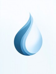 Poster - Minimalist milk drop logo featuring smooth curves and soft blue tones for modern dairy branding