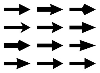 Wall Mural - collection of short black arrows - black arrow icons - set of simple vector arrows isolated on trans