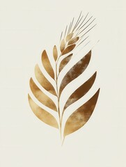 Aufkleber - Elegant minimalist bread logo featuring an abstract loaf silhouette and wheat texture in warm beige and gold tones, perfect for artisan branding