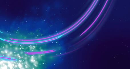 Wall Mural - image of purple shapes moving over light spots