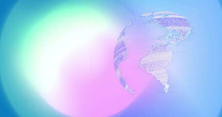 Wall Mural - image of spinning globe over light shapes