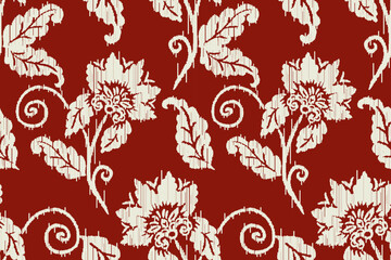 ikat floral paisley embroidery seamless pattern on background. ikat ethnic flower oriental pattern t