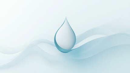 Poster - Minimalist dairy logo featuring a smooth milk drop design in soft blue and white tones ideal for modern branding