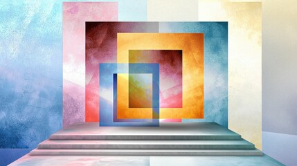 Wall Mural - a modern, abstract geometric background featuring layered pastel gradients and noise texture.
