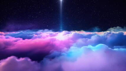 Sticker - minimalist time lapse video showcasing gradual movement clouds colorful light infused sky creating ethereal high quality 4K background