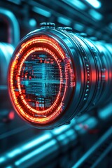 Wall Mural - a futuristic looking object with a red glowing center