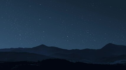 Wall Mural - a night sky panorama with stars and moon