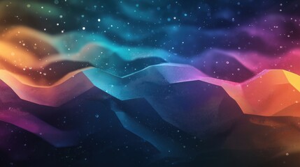 Wall Mural - A colorful, abstract landscape with mountains and a sky