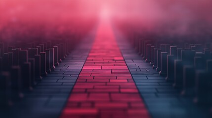 Wall Mural - A red brick walkway with a blue stripe