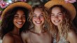 © LifeMedia - Joyful girls embracing springtime in vibrant outfits and sun hats