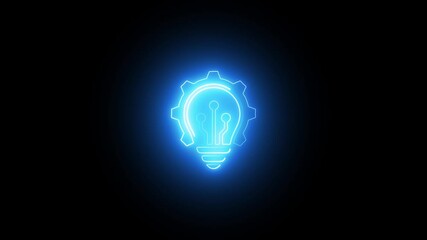 Wall Mural - Modernization icon animation by cyan color neon on black background.