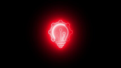 Wall Mural - Modernization icon animation by cyan color neon on black background.