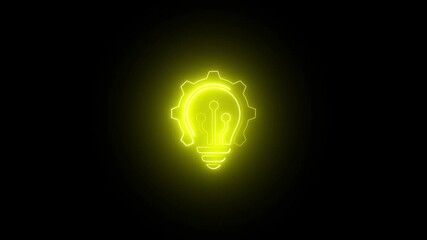 Wall Mural - Modernization icon animation by cyan color neon on black background.