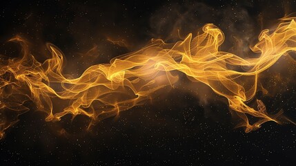 Wall Mural - Abstract digital art featuring swirling golden light against a dark, starry background.