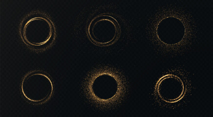 Leinwandbilder - glowing gold circle with sparkling light effects and a shimmering dust trail. Perfect for luxury designs, magic frames, energy flares, and vibrant decorative elements in a bright abstract style