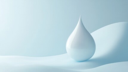 Poster - Minimalist milk drop logo design featuring soft blue and white tones with smooth curves for modern dairy branding and aesthetic appeal
