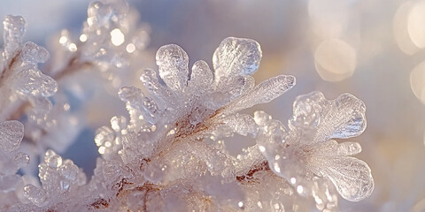 Wall Mural - 

Winter Frost Blanketing Delicate Tree Branches in Nature