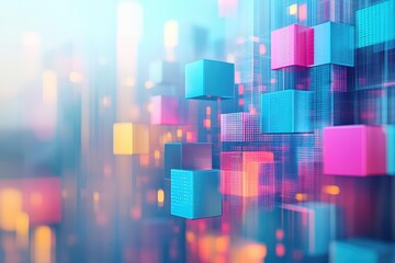 Intricate Abstract Background Featuring Three Dimensional Cubes in a Multicolored Palette Creating a Dynamic and Modern Visual Experience