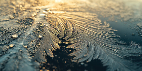 Wall Mural - 

Frosted Car Windshield Glowing in Morning Sunlight