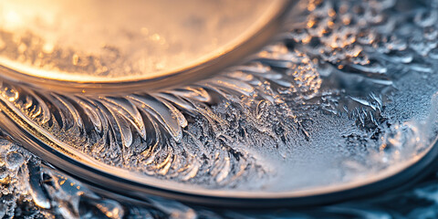 Wall Mural - 
Frosted Windshield Glowing in Morning Sunlight