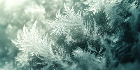 Wall Mural - 

Delicate Frost Patterns on a Winter Windowpane