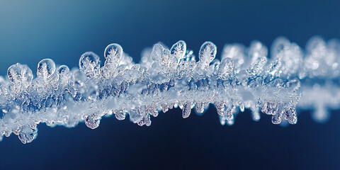 Wall Mural - 

Delicate Frost Patterns on a Single Blade of Grass