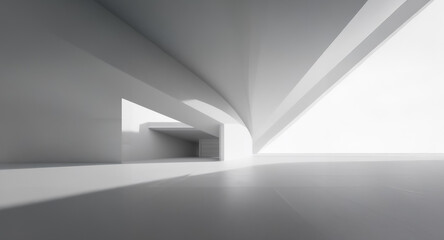 Poster - Abstract background of white minimalist architecture. Geometric shapes, strong shadows create a clean modern space.