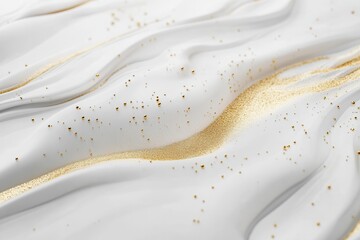 Aufkleber - Elegant white marble texture with luxurious golden accents and subtle golden dust creating a premium minimalistic aesthetic