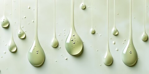 Wall Mural - abstract seamless pattern featuring elongated droplets with a light green background and subtle text