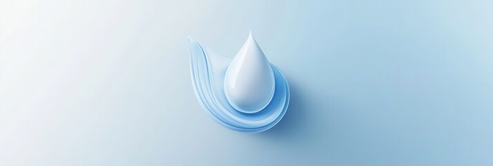 Poster - Minimalist logo design featuring a milk drop in soft blue and white tones showcasing modern dairy branding